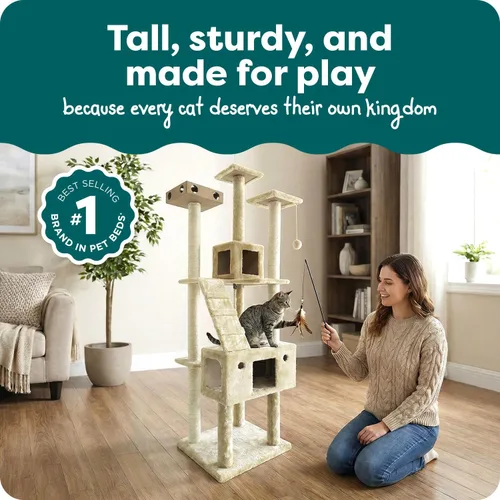 Miniatura 2 de Ascentials - Grand Suite Cat Scratcher Playground - Estructura de juego de torre alta para gatos, áreas de rascado de sisal, fieltro gris, chapa