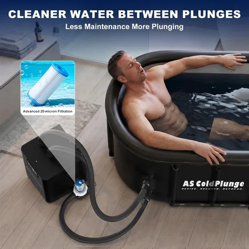 Miniatura 4 de Kit de Enfriador de Baño de Hielo y Tina de Sumersión Fría AS ColdPlunge, Enfriador de Sumersión Fría de 1/3HP con Bomba Externa y Filtro, Tina