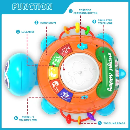 Miniatura 3 de Hanayo Juguetes para bebés de 6 a 12 meses, juguetes musicales de tortuga para bebés que gatean para niñas de 12 a 18 meses, juguete educativo