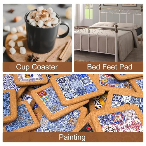Miniatura 5 de UXCELL 100 Piezas de Corcho Redondo Autoadhesivo, Láminas de Respaldo de Azulejos de Corcho de 3.5" x 3.5" para Manualidades DIY, Marrón