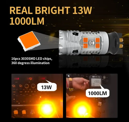 Miniatura 3 de LASFIT PWY24W Bombillas LED de señal de giro PW24W Resistencia integrada Canbus sin errores, extremadamente brillante, intermitente ámbar/amarillo