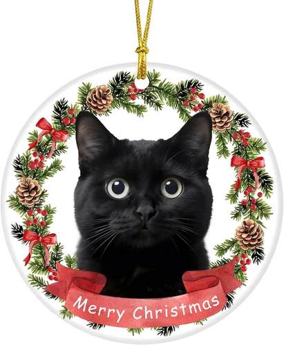 Adorno de gato negro para árbol de Navidad, regalos para amantes de los gatos para mujeres, Keepasake, adornos de Navidad en liquidación