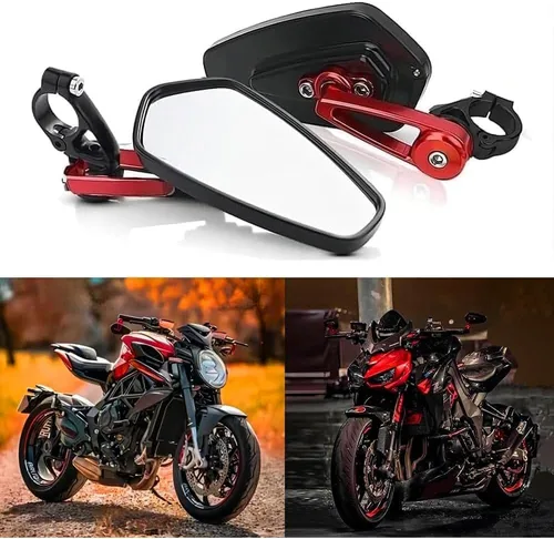 Miniatura 2 de Espejo retrovisor rojo de 7/8" para extremo de manillar de motocicleta, CNC, compatible con Honda GROM MXS125 CB500F, Yamaha MT-03 MT-07 FZ-07 MT-09