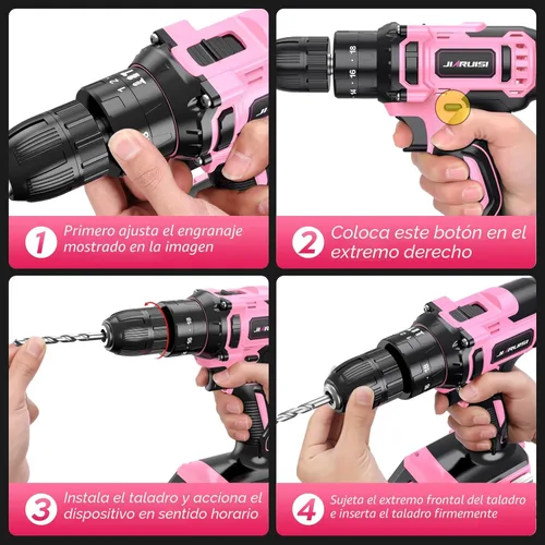 Miniatura 5 de Taladro inalámbrico de 20 V, juego de taladro eléctrico con cargador de batería y estuche de transporte, portabrocas sin llave de 3/8 pulgadas, 2