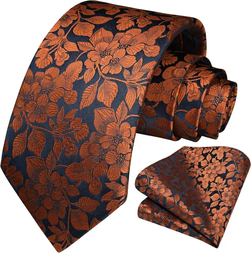 Miniatura 26 de Corbatas florales tejidas clásicas para hombre, corbata cuadrada de bolsillo, corbatas formales para hombres, boda con pañuelo