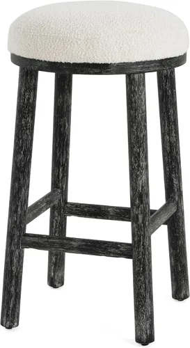 Miniatura 6 de Christopher Knight Home Aubrie - Juego de 2 taburetes de bar redondos de tela Boucle para isla de cocina, silla de comedor de madera sin espalda