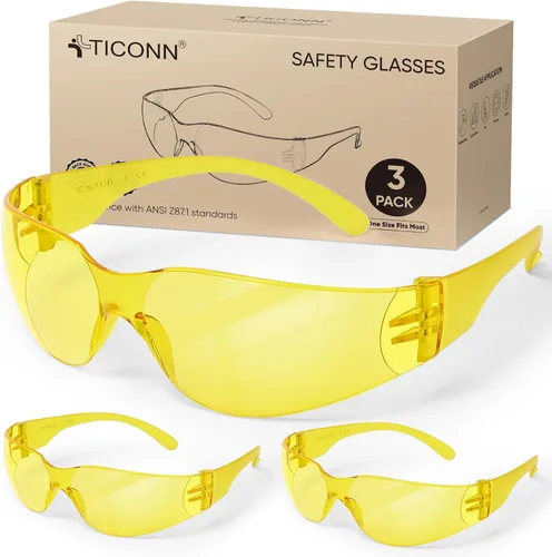 Miniatura 14 de TICONN Gafas de seguridad transparentes para hombres, gafas protectoras resistentes a los arañazos y impactos, cumplen con la norma ANSI Z87.1