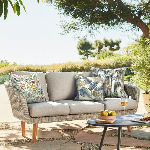 Miniatura 599 de Juego de 2 almohadas para exteriores de 16 x 16 pulgadas, repelentes al agua con interiores, para muebles de patio, hogar, jardín, geometría bohemia
