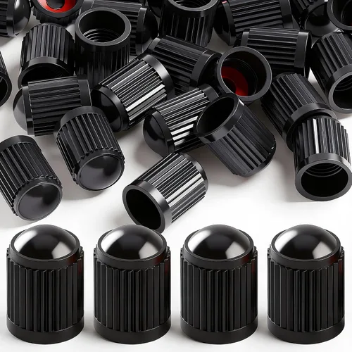 Miniatura 25 de 30 piezas de tapas de vástago de válvula de neumático TPMS, tapas de vástago de válvula de rueda de plástico negro para TR20008 TPMS, tapas