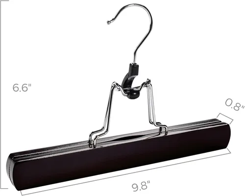 Miniatura 7 de HOUSE DAY Perchas de madera para pantalones, paquete de 20 perchas de abrazadera con forro de fieltro, colgador de falda de madera antideslizante
