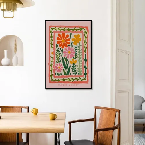 Miniatura 7 de Arte de pared de flores silvestres rosas, póster retro de mercado de flores, impresión botánica colorida de moda, arte popular, ilustración floral