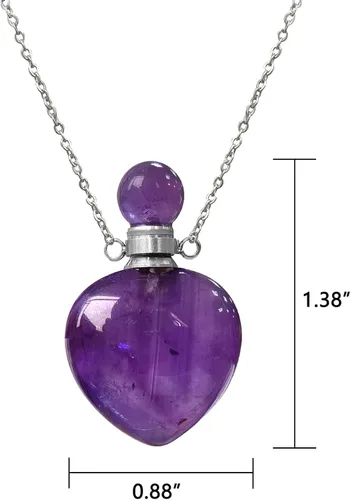 Miniatura 40 de Perfume Bottle Necklace Heart Shape, Amethyst Necklace Healing Crystal for Women, Essential Oil Diffuser Bottle Necklace Jewelry for Liquid