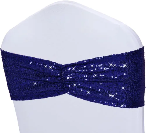 Miniatura 18 de Poise3EHome Bandas de silla de lentejuelas negras, bandas para sillas plegables para decoraciones de boda, ceremonia, banquete, 10