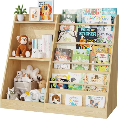 Miniatura 7 de Lkeiyay Estantería infantil de 5 niveles, estantería para bebés, almacenamiento de juguetes y libros para niños, estante de exhibición de libros