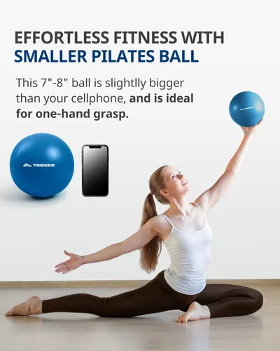 Miniatura 5 de Trideer Pelota de Pilates - 7-8 pulgadas con bomba, pelota pequeña de core para yoga, barre, fisioterapia