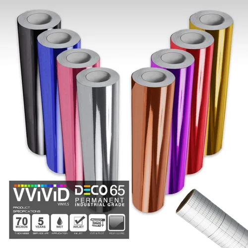 Miniatura 3 de VViViD Deco65 - Paquete de vinilo adhesivo permanente multicolor cromado brillante para manualidades (8 colores, paquete de 16 hojas