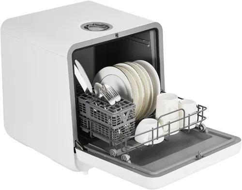 Lavavajillas portátil compacto con grifo y tanque de agua manual (5L) Modos de entrada de agua, compacto con más espacio en el interior, 6