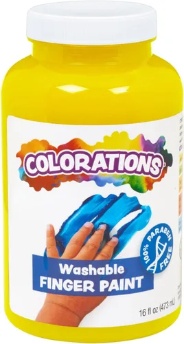 Colorations Pinturas lavables para dedos, 16 fl oz, amarillo, no tóxico, cremoso, vibrante, pintura para niños, manualidades, pasatiempos,