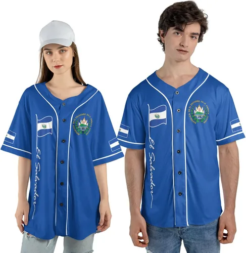 Miniatura 2 de Camiseta de béisbol de El Salvador personalizada,Camiseta personalizada con la bandera salvadoreña,Orgulloso Jersey Salvadoreña,Jersey del orgullo