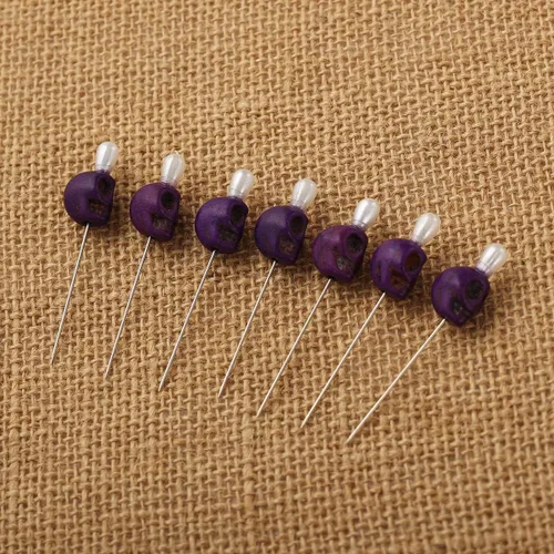 Miniatura 5 de BLESSUME 7pcs Candle Magick Ritual Pins Skull Top (Púrpura)