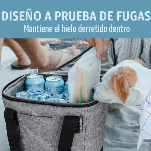 Miniatura 2 de CleverMade Tahoe - Bolsa refrigerante plegable aislada – 18 latas / 14 Qt enfriador suave a prueba de fugas para playa, viaje, automóvil – Negro gris
