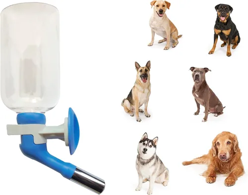 Choco Nose Botella de agua patentada/comedero grande sin goteo solo para perros grandes de más de 50 libras, para jaulas de alambre, jaulas o
