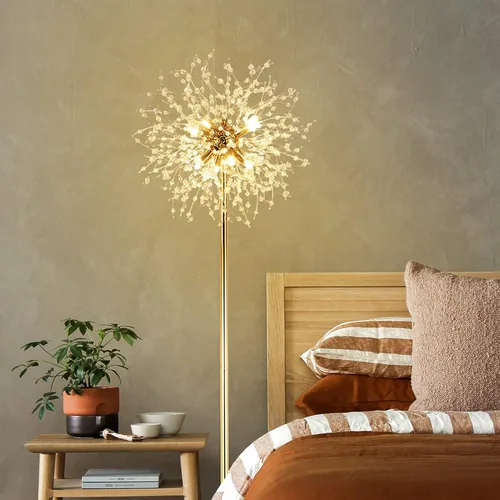 Miniatura 9 de Lámpara de pie de cristal de 69 pulgadas, lámpara de pie moderna con cristal K9, lámpara de pie LED con interruptor de pie de encendido/apagado