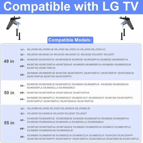 Miniatura 2 de Kit de tornillos para tornillos de soporte de TV LG, para tornillos de patas de TV LG, 55UK6500 55UJ6540 55UM7300 55UN6900 55LJ5500UA 50UK6500