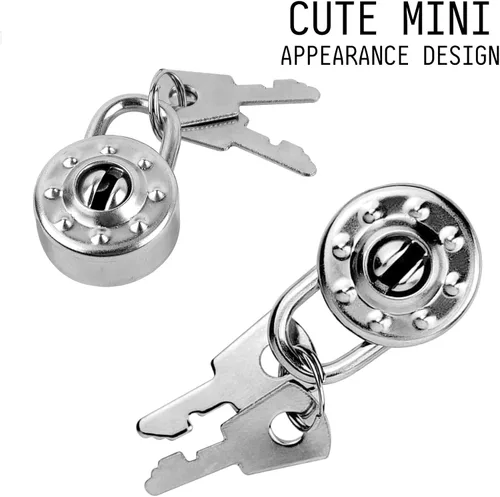 Miniatura 3 de Paquete de 5 candados para diario, mini cerraduras con llaves, pequeñas cerraduras de equipaje para viajes, joyas, cajas, mochila (círculo, 5)