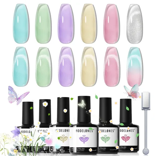 Miniatura 25 de modelones - Juego de 6 esmaltes en gel, tonos verano, rosa, rosa fuerte, rosa neón, blanco, magenta, de suave claro a oscuro,arte para amantes