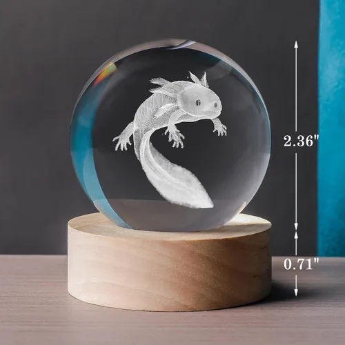 Miniatura 2 de Bola de Cristal 3D Axolotl de 60mm Axolotl Lámpara Nocturna de Juguete Regalos para Mujeres Esposa Novia Mamá Pareja Figura de Axolotl para Niñas