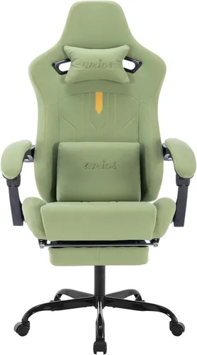 Miniatura 10 de Silla de juegos con reposapiés, silla ergonómica para computadora, cojín lumbar de masaje, silla de videojuegos de carreras, silla reclinable