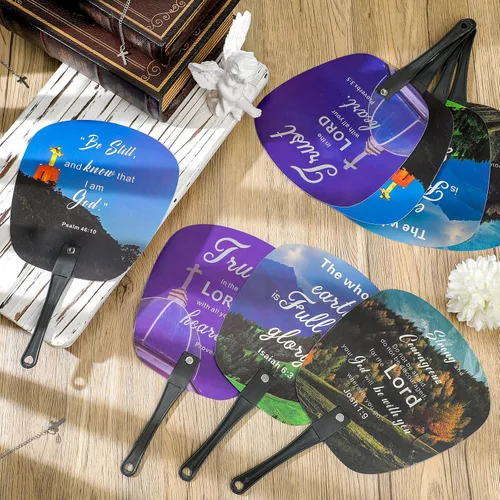 Miniatura 6 de Geetery 36 abanicos de la Biblia cristiana a granel para iglesia redonda de plástico para decoración de fiestas religiosas de verano, regalos