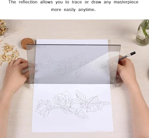 Miniatura 3 de Ejoyous Tablero de plantilla portátil, caja de luz, tablero de dibujo, dibujo, espejo, reflejo, atenuación, copia, pintura, limitación, herramienta