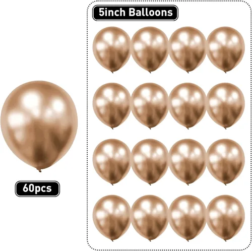 Miniatura 3 de Globos dorados champán, 60 globos pequeños de látex champán metálico de 5 pulgadas para arco de guirnalda de globos, globos cromados y champán de 5