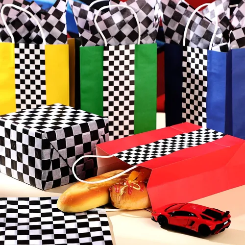 Miniatura 5 de Glenmal Paquete de 16 bolsas de regalo para autos de carreras con papel de seda a granel de 8.3 x 5.9 x 3.1 pulgadas, bolsas de recuerdo de fiesta