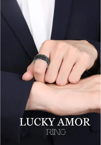 Miniatura 4 de Fidget Ring Women for Anxiety Rings:Personalized Inspirational Mantra Stainless Steel Silver Black Rainbow Rose Gold Spinning Ring for Men Women