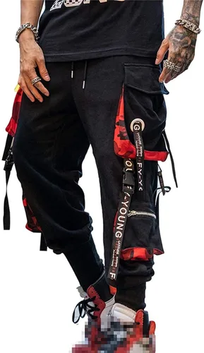 Hello MrLin Pantalones deportivos para hombre estilo punk tipo cargo holgados estilo hip hop harem ropa de calle pantalones tácticos