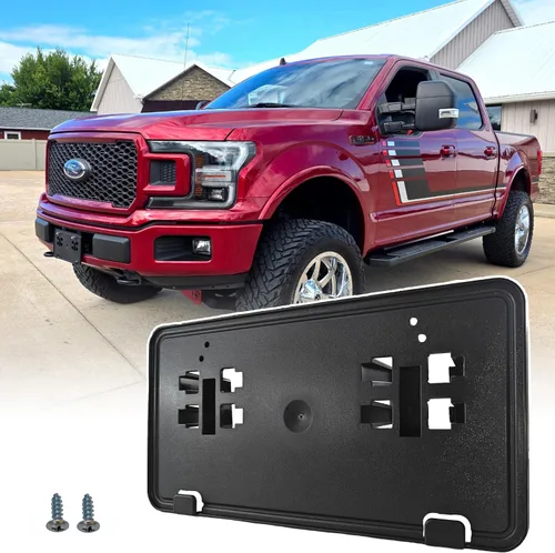 Marco de matrícula delantero para Ford F150 2018 2019 2020 sin taladro, soporte de montaje para parachoques delantero, accesorios F-150 (reemplazar
