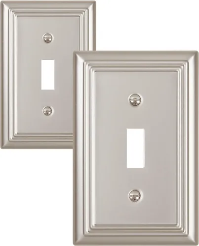 Miniatura 15 de Paquete de 1 Placa de Pared Combinada Toggle/Decorativa, Cubierta de Placa de Pared de Metal para Interruptor de Luz, Receptáculo, Interruptor