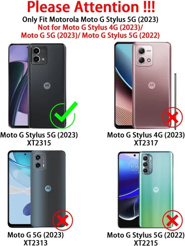Funda para Moto G Stylus 2023 5G, con 2 protectores de pantalla HD, grado militar, doble a prueba de golpes, funda invisible con función atril para