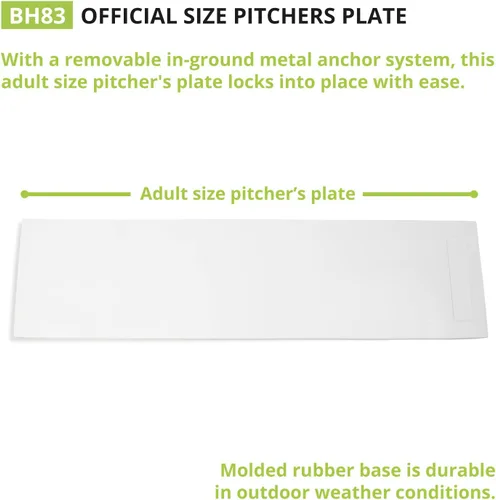 Miniatura 2 de Champion Sports Anchor Style Pitcher’s Plate with Removable In-Ground Anchor – Baseball/Softball - All Weather Durability - Molded Rubber Base