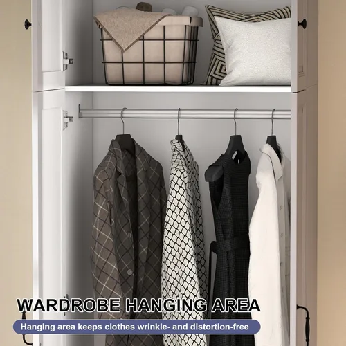 Miniatura 4 de Armario blanco Armario: Armario extra alto de 88 pulgadas con cajones, Armario de dormitorio con puertas, Armario grande de madera con armario