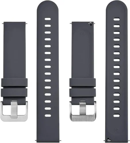 Miniatura 22 de BISONSTRAP Correas de reloj de silicona, correas de reloj delgadas con liberación rápida, 0.787 in, negro con hebilla negra