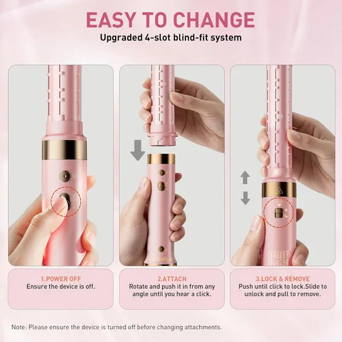 Miniatura 7 de Mythsight Dual Voltage StyleVibe 8-en-1 Secadora de pelo y cepillo secador de pelo con estuche de viaje - Rulos de envoltura automática (L/R)