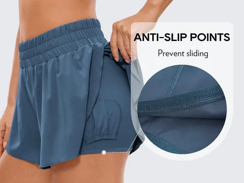 Miniatura 30 de CRZ YOGA Pantalones cortos de correr 2 en 1 para mujer, cintura alta, secado rápido, para atletismo, gimnasio, descanso, entrenamiento, lindas