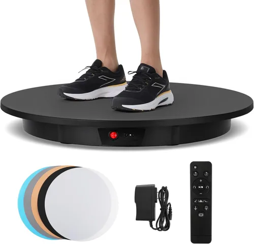 Tocadiscos grandes para fotografía de 24 pulgadas/330 libras con control remoto | Motorized Rotating Display Stand 360 Degree Electric Turntable