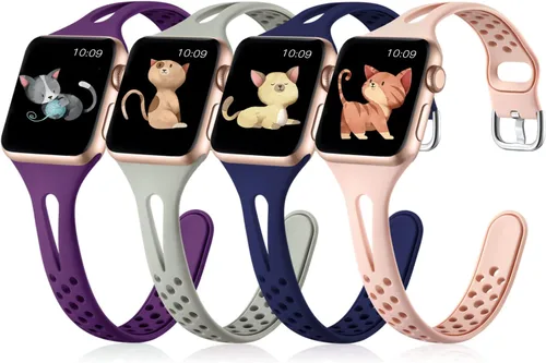 Miniatura 11 de Getino Compatible with Apple Watch Bands 38mm 40mm 41mm 42mm 44mm 45mm 46mm 49mm for Women Men, Soft Durable Breathable Thin Slim Narrow Band for