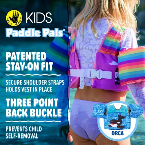 Miniatura 3 de Body Glove Paddle Pals - Chaleco salvavidas para niños aprobado por la Guardia Costera para aprender a nadar PFD Orca