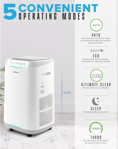 Miniatura 7 de Nuwave Forever - Purificador de aire para el hogar, habitación grande de hasta 2,002 pies cuadrados, sensores duales, 7 filtros fáciles de limpiar